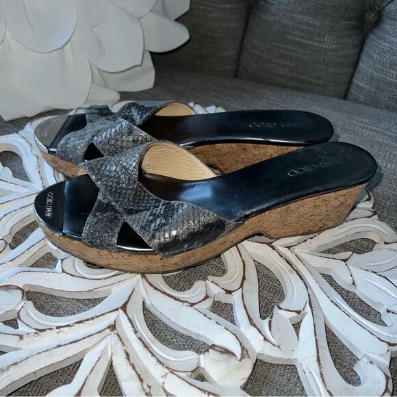 Jimmy Choo Wedge Platform Sandals Shoes Women’s 38.5 US 8.5 - Picture 6 of 10